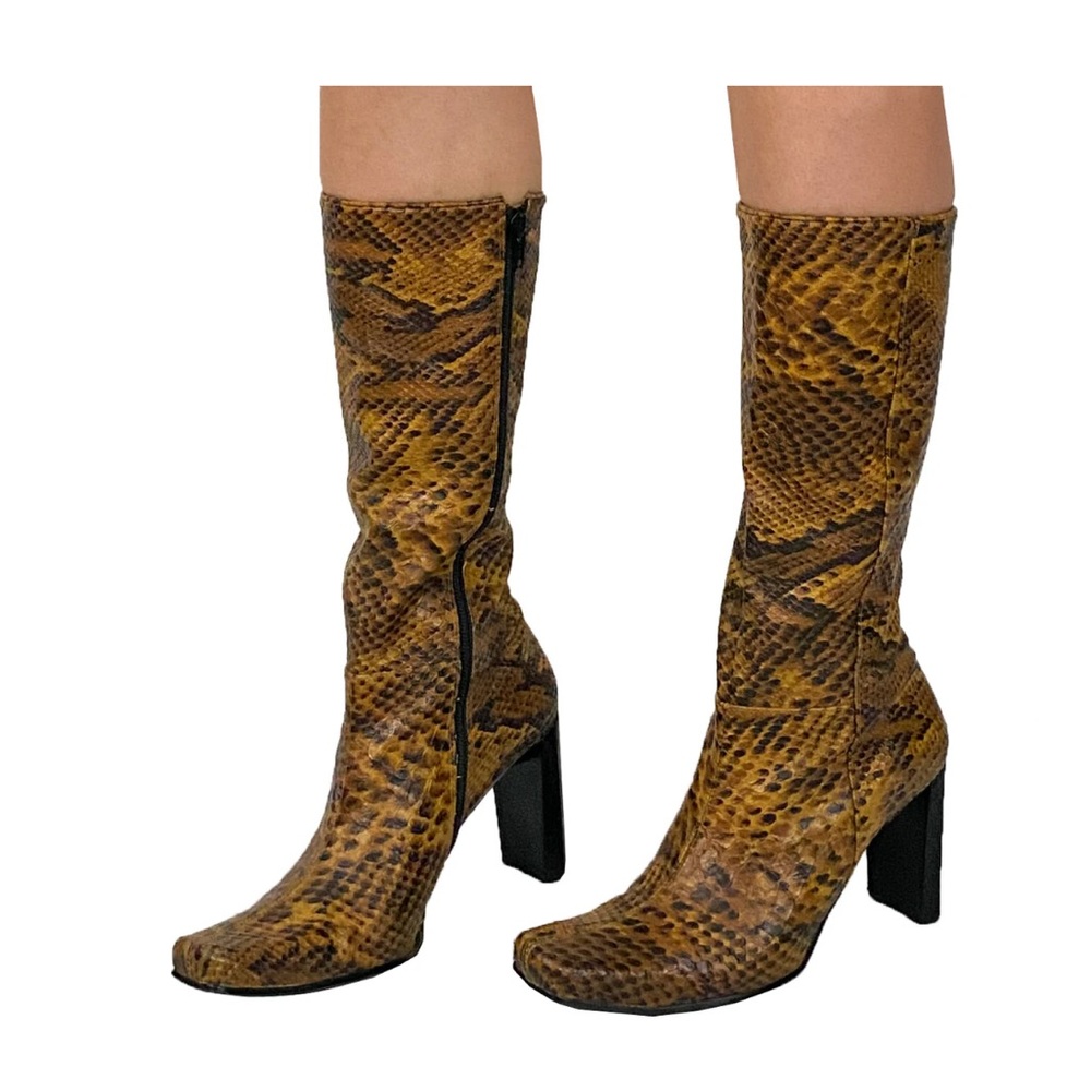 Snakeskin Pattern Knee-High Boots